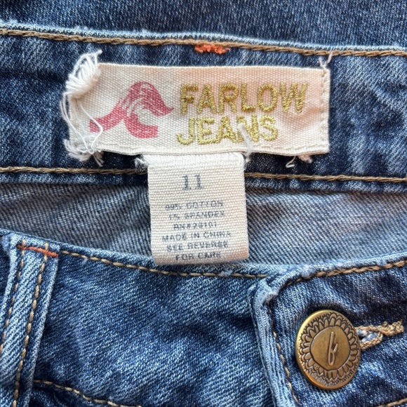 Vintage Farlow Jeans Low Rise Shorts Bermuda Style Embroidered Size 11 Juniors - Picture 11 of 12